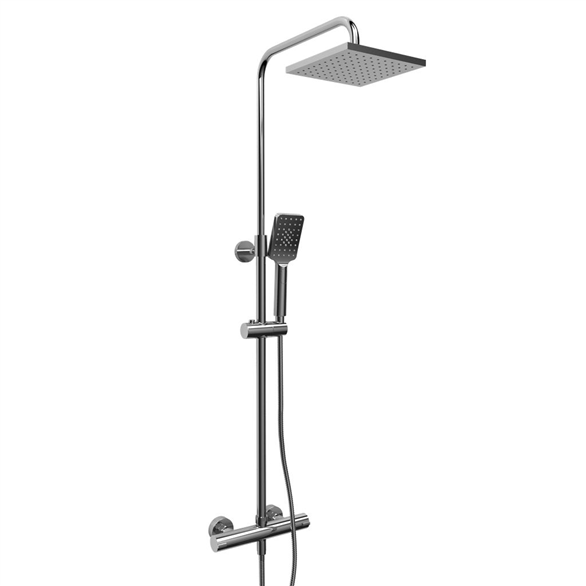 Riobel Duo CSTQ57C Shower Rail Square Thermostatic W/External Bar Chrome