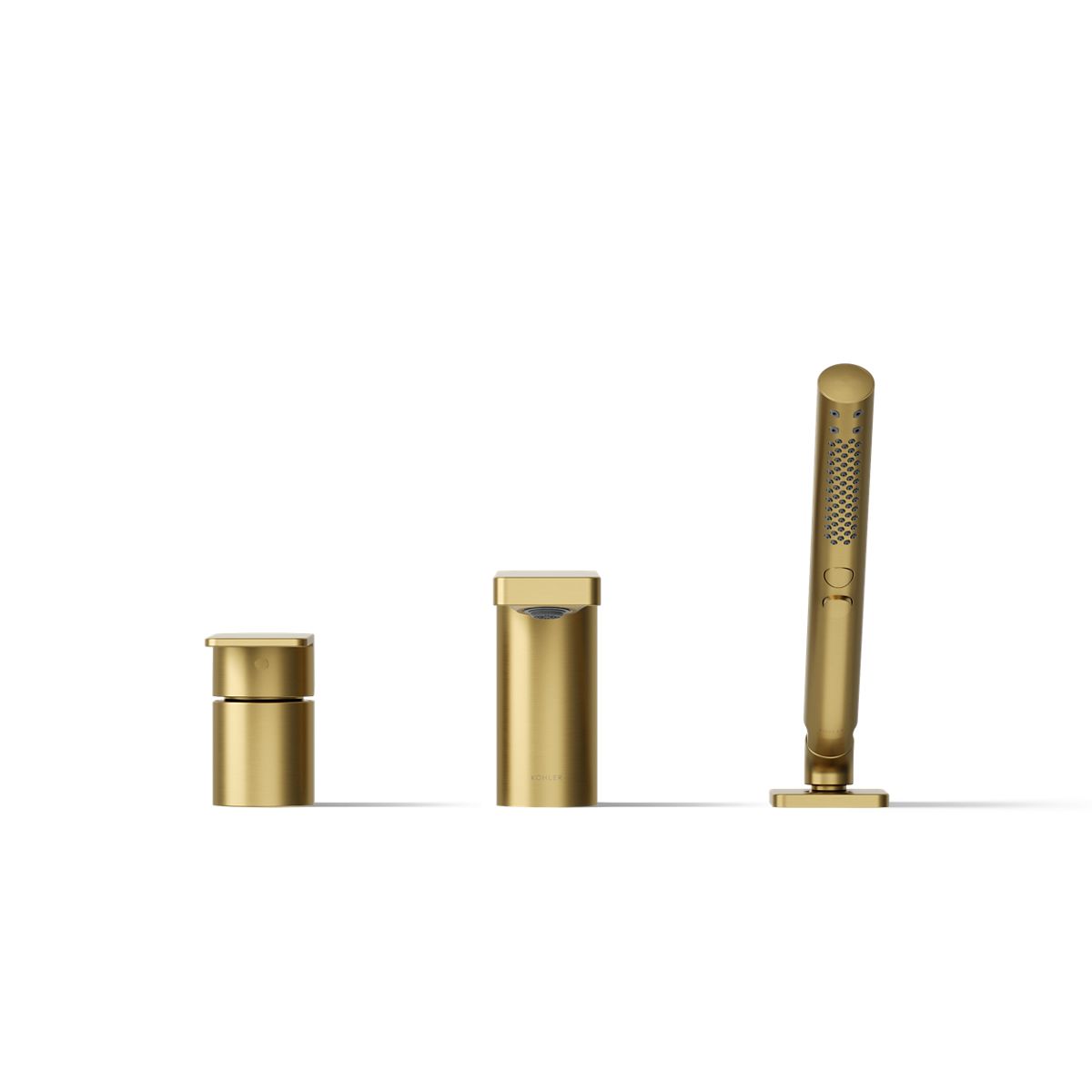 Kohler 23488-4-2MB Parallel Deck-Mount Bath Faucet with Handshower, Vibrant Brushed Moderne Brass