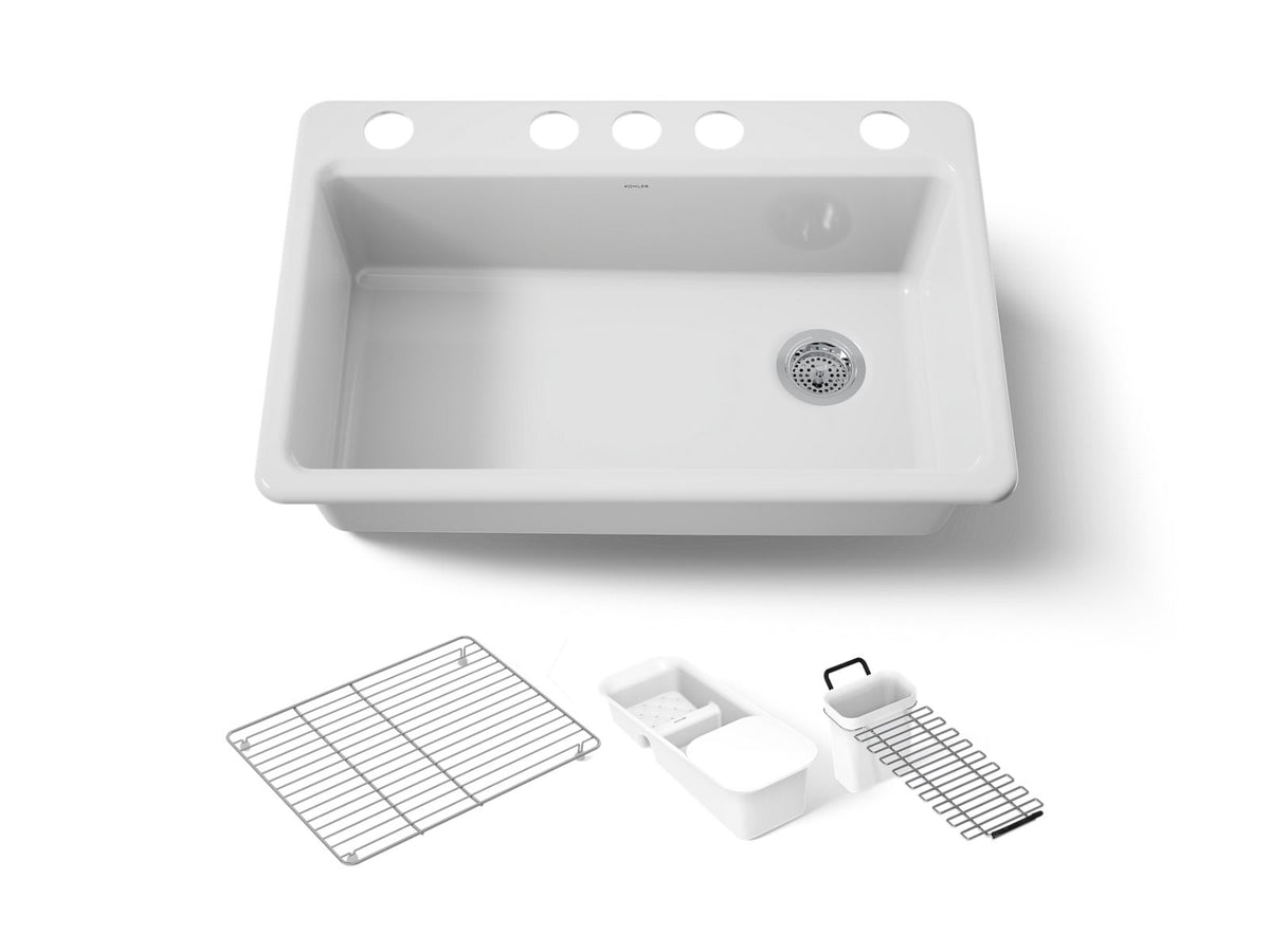 Kohler 5871-5UA3-0 Riverby 33" undermount single-bowl workstation kitchen sink