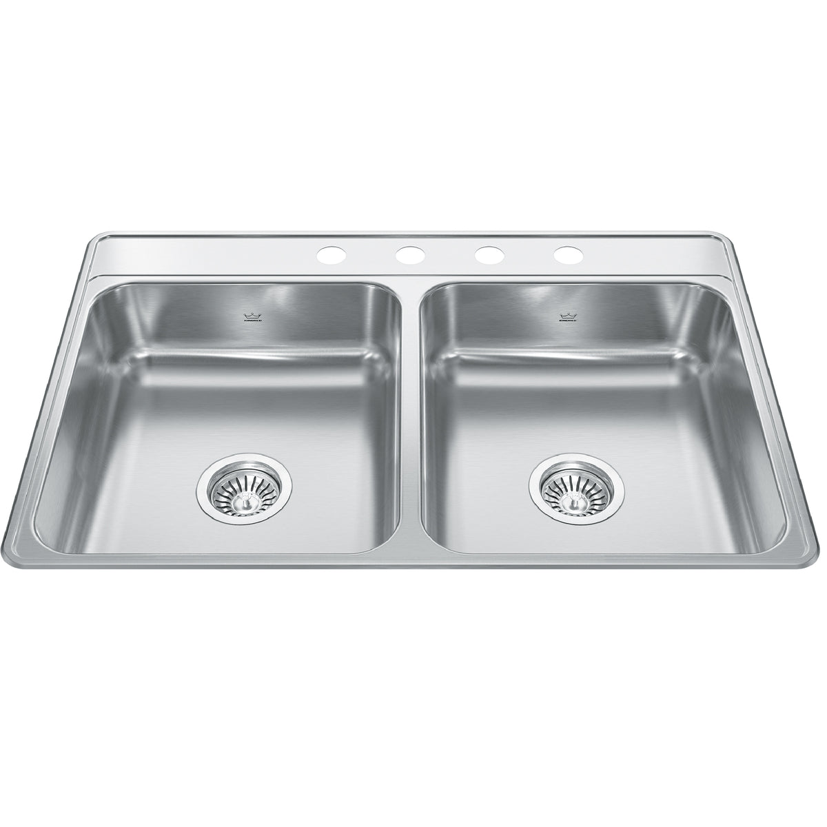 Franke Kindred CDLA3322-6-4 - Creemore 33-in LR x 22-in FB Drop In Double Bowl 4-Hole Stainless Steel Kitchen Sink