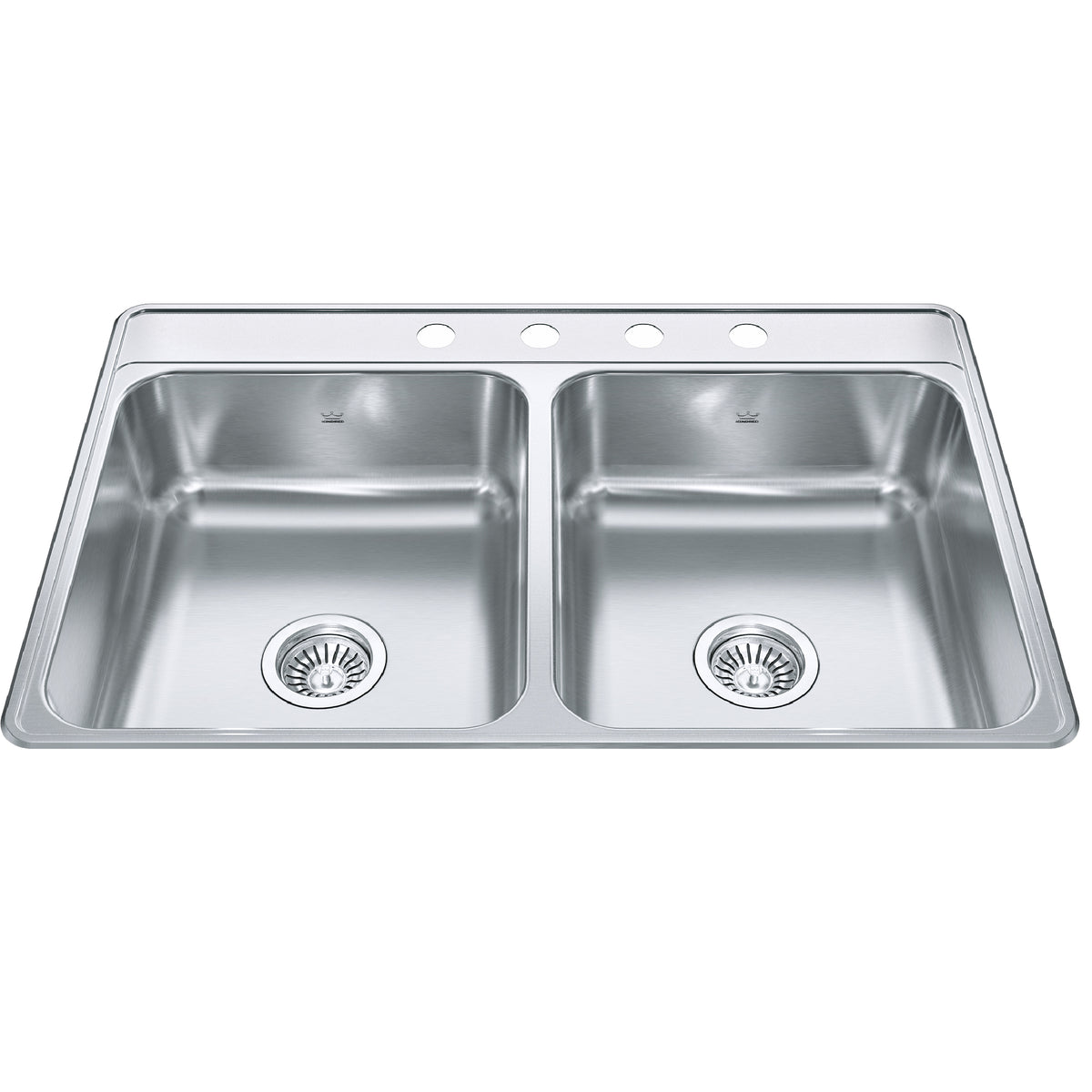 Franke Kindred CDLA3322-7-4 - Creemore 33-in LR x 22-in FB Drop In Double Bowl 4-Hole Stainless Steel Kitchen Sink