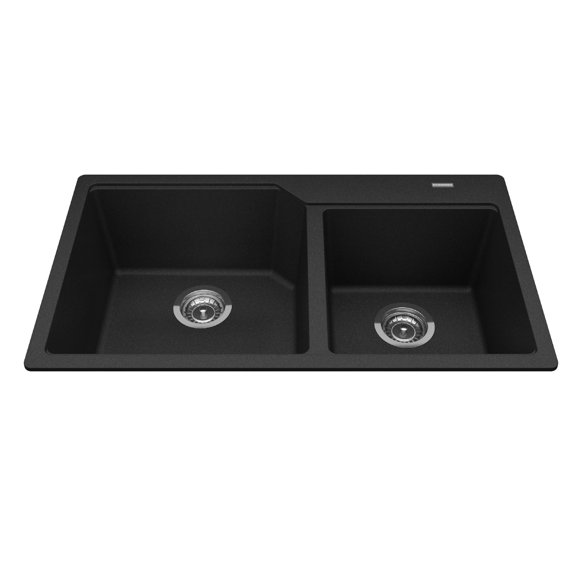 Franke Kindred MGCM2034-9ON - Granite Series 33.88-in LR x 19.69-in FB Drop In Double Bowl Granite Kitchen Sink in Onyx