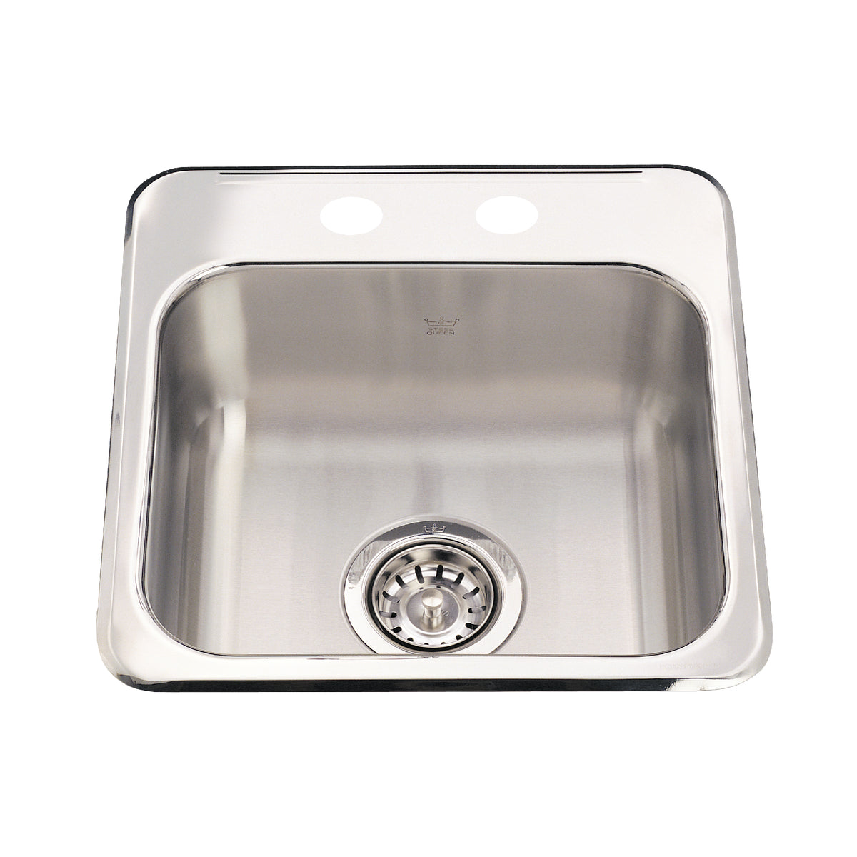 Franke Kindred QSL1515-6 - Steel Queen 15.13-in LR x 15.44-in FB Drop In Single Bowl Stainless Steel Hospitality Sink - 2 Hole