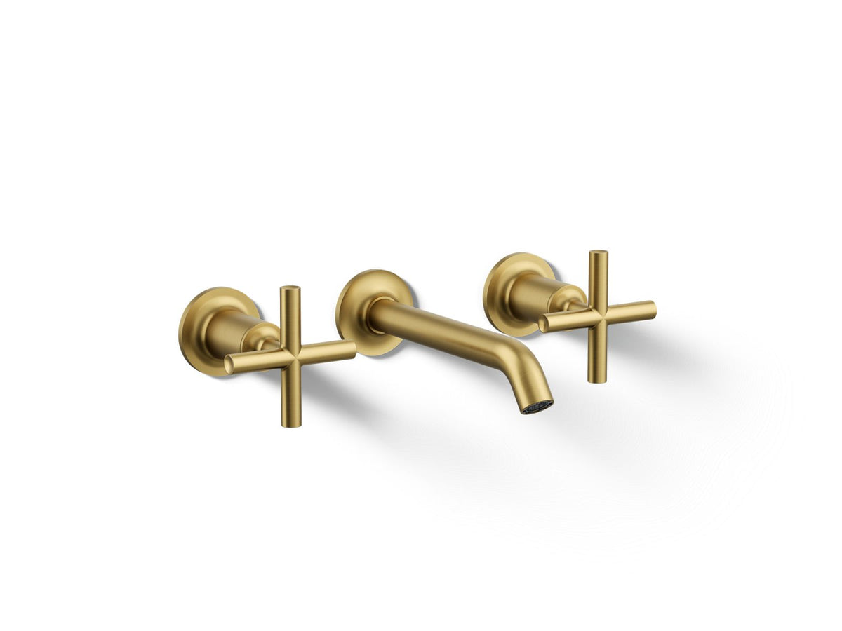 Kohler T14413-3-2MB Purist Wall-mount bathroom sink faucet trim with Cross handles, 1.2 gpm