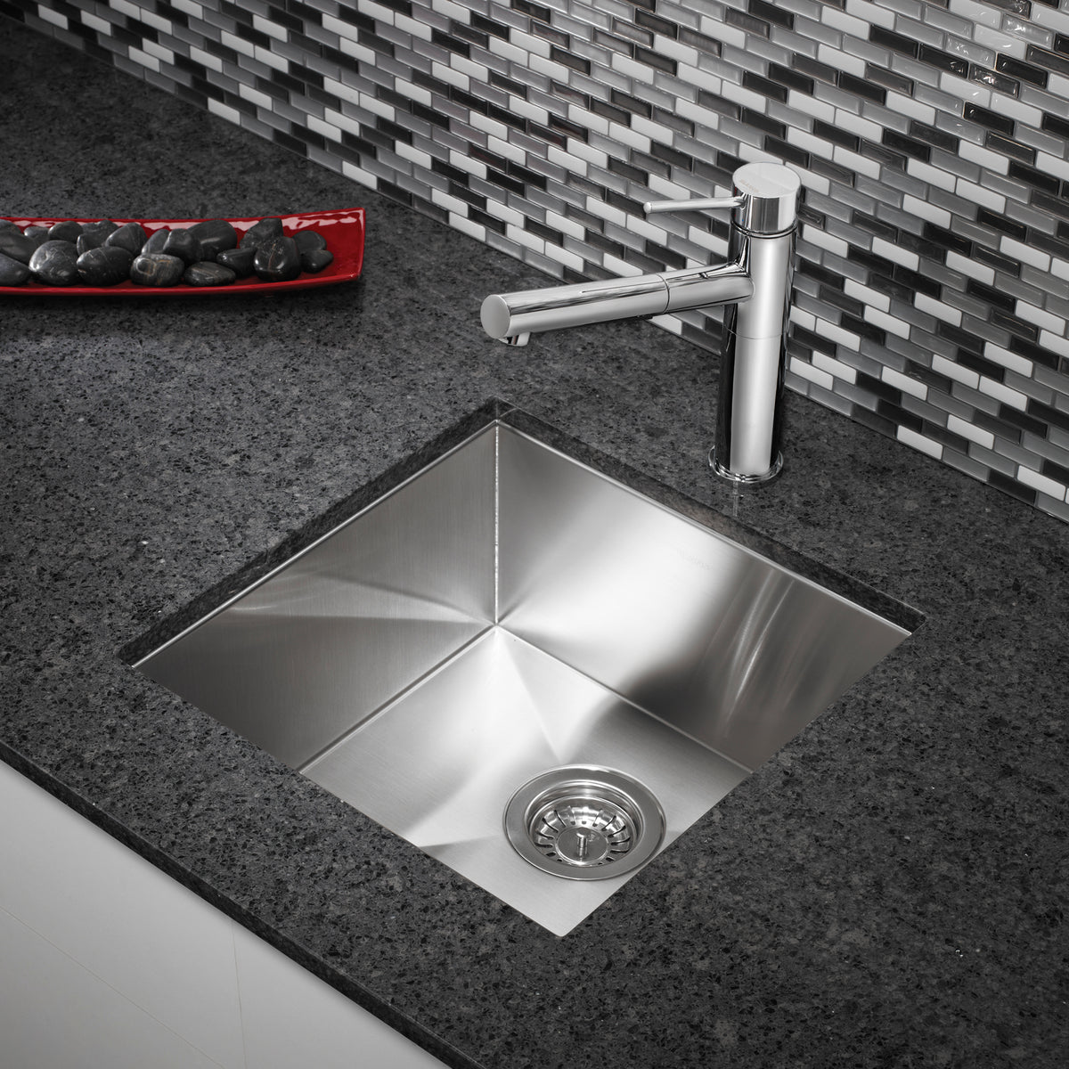 Blanco - 401245 - Quatrus R0 17" Stainless Steel Undermount Bar Sink - Satin Polish - Beauty Shot 2