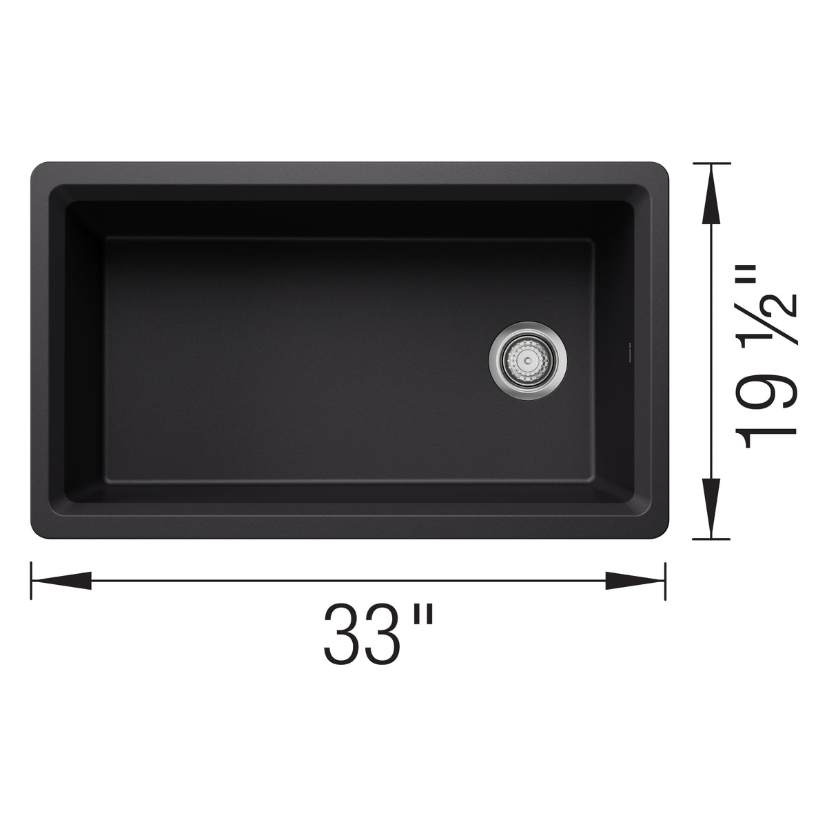 Blanco - 403884 - Inteos SILGRANIT 33" Single Bowl Reversible Undermount Workstation Kitchen Sink - Coal Black - Dimension Shot