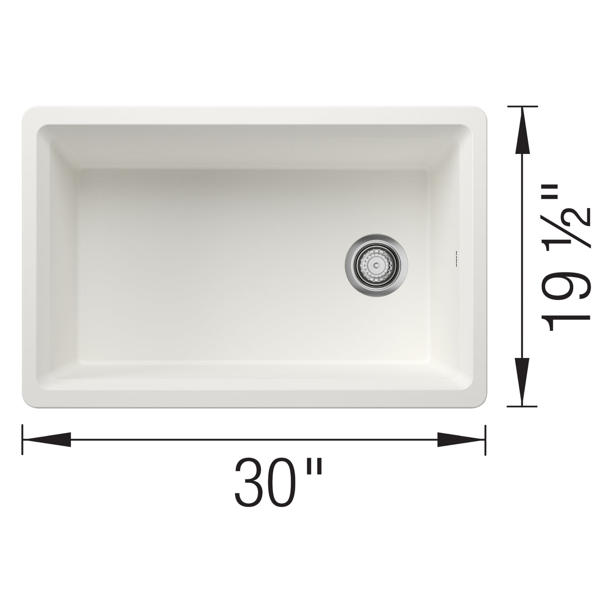 Blanco - 403879 - Inteos SILGRANIT 30" Single Bowl Reversible Undermount Workstation Kitchen Sink - White - Dimension Shot