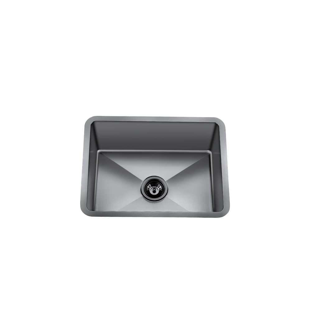 23" Undermount Small-Radius Single-Bowl Stainless Steel Kitchen Sink with Strainer - Pearl Black - CraftX CXUSK2318-BK