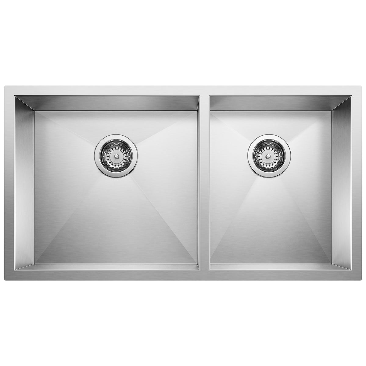 Blanco - 401244 - Quatrus R0 33" 60/40 Double Bowl Undermount Stainless Kitchen Sink - Satin Polish