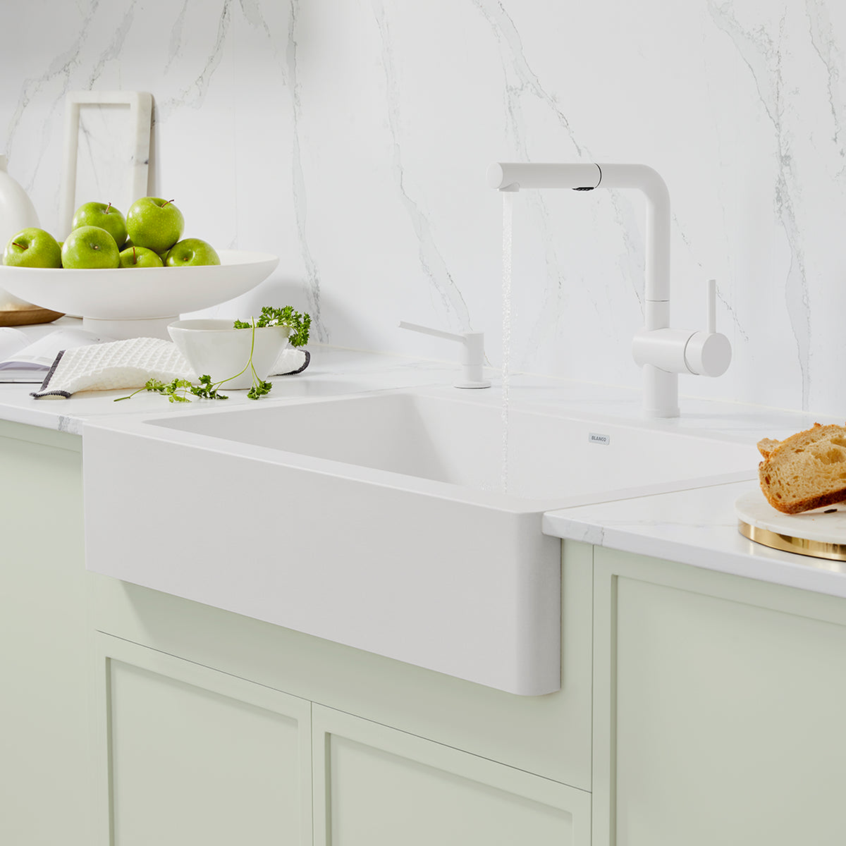 Blanco - 402584 - Vintera SILGRANIT 30" Single Bowl Apron-Front Farmhouse Sink - White - Beauty Shot 5