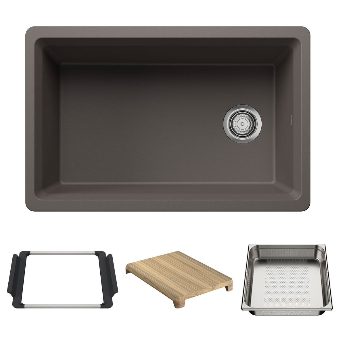 Blanco - 403882 - Inteos SILGRANIT 30" Single Bowl Reversible Undermount Workstation Kitchen Sink - Volcano Gray