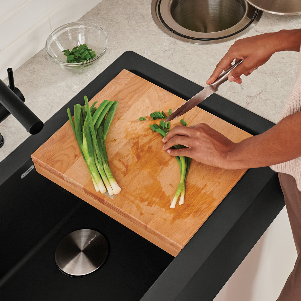 Blanco - 235010 - Ikon/Vintera Beechwood Floating Cutting Board - Beauty Shot 2