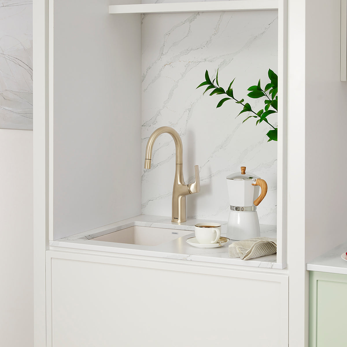Blanco - 402881 - Precis SILGRANIT 13" Undermount Bar Sink - Soft White - Beauty Shot 2
