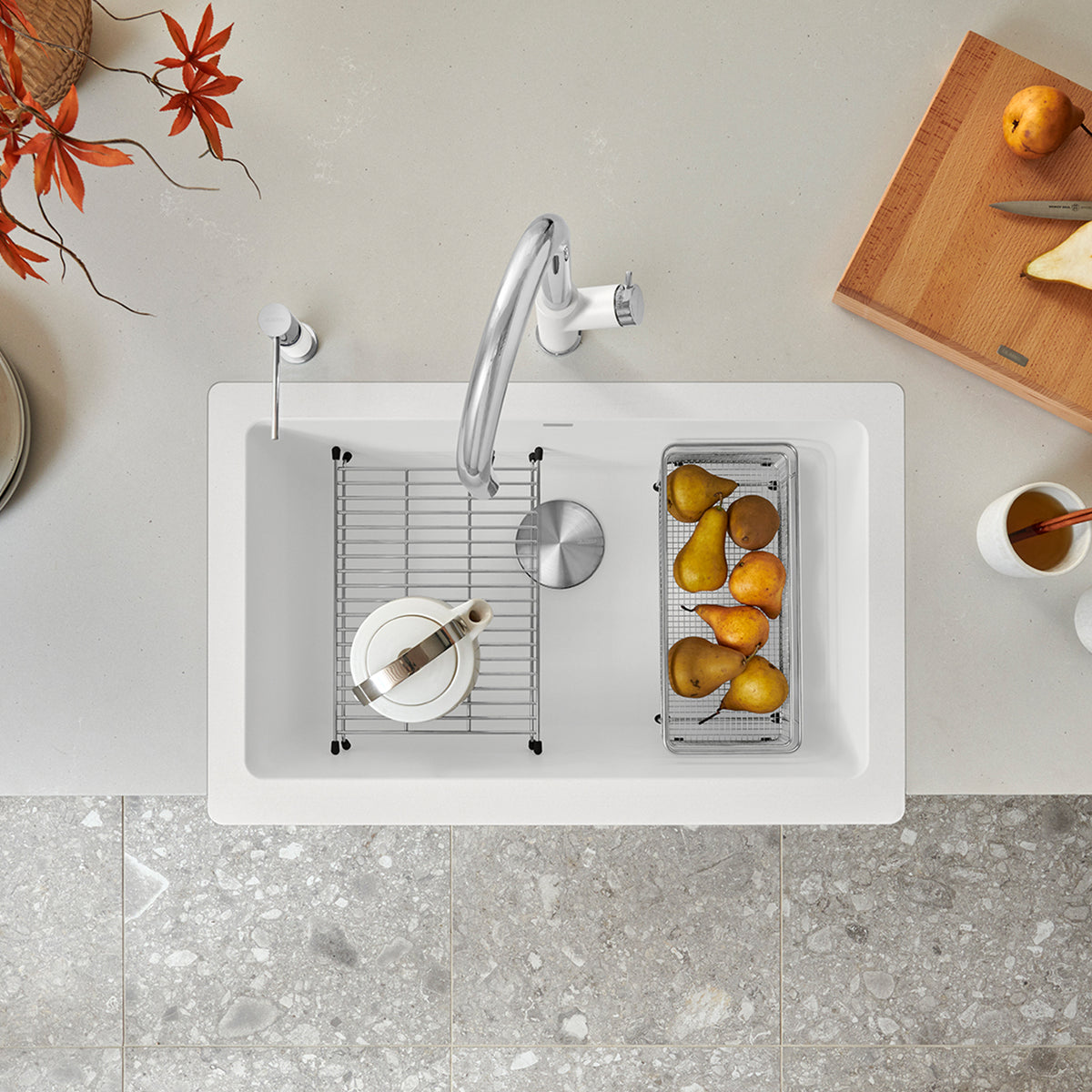 Blanco - 402584 - Vintera SILGRANIT 30" Single Bowl Apron-Front Farmhouse Sink - White - Beauty Shot 3
