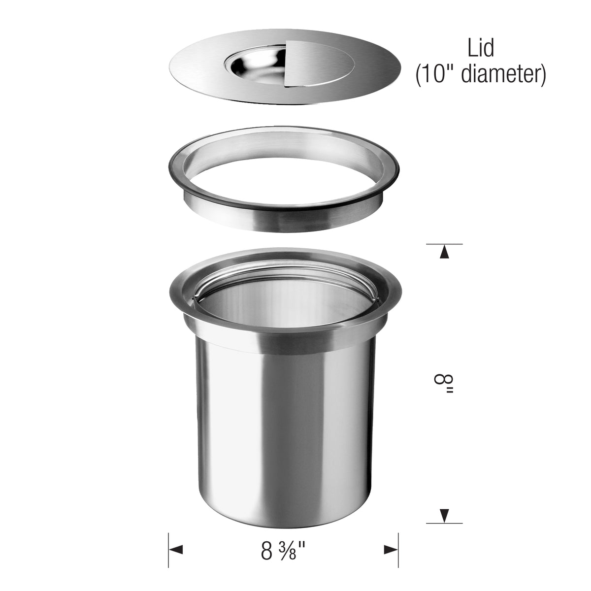 Blanco - 512471 - Solon Dual Mount Compost System - Stainless Steel - Dimension Shot