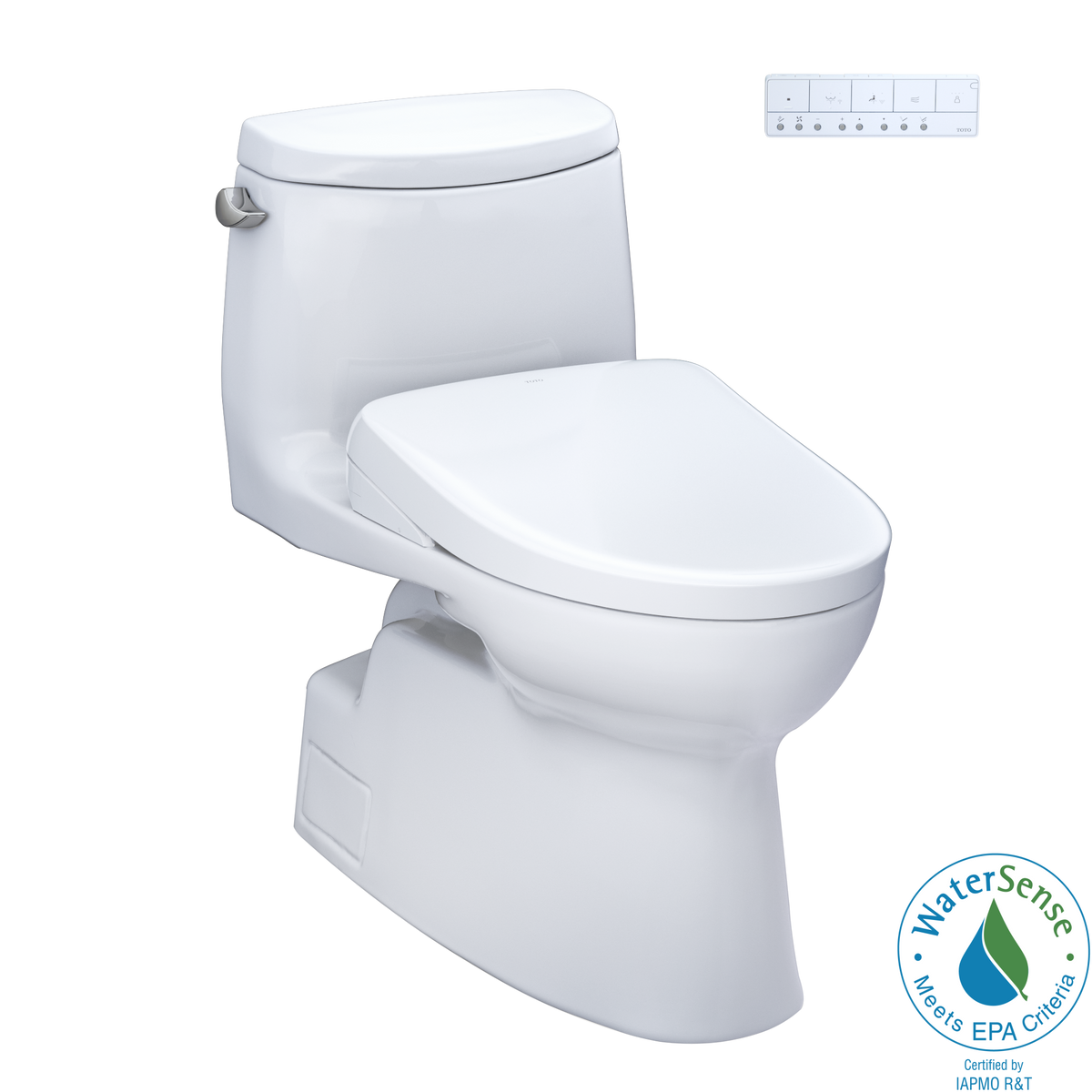 TOTO WASHLET+ Carlyle II One-Piece Elongated 1.28 GPF Toilet and WASHLET+ S7A Contemporary Bidet Seat, Cotton White - MW6144736CEFG#01