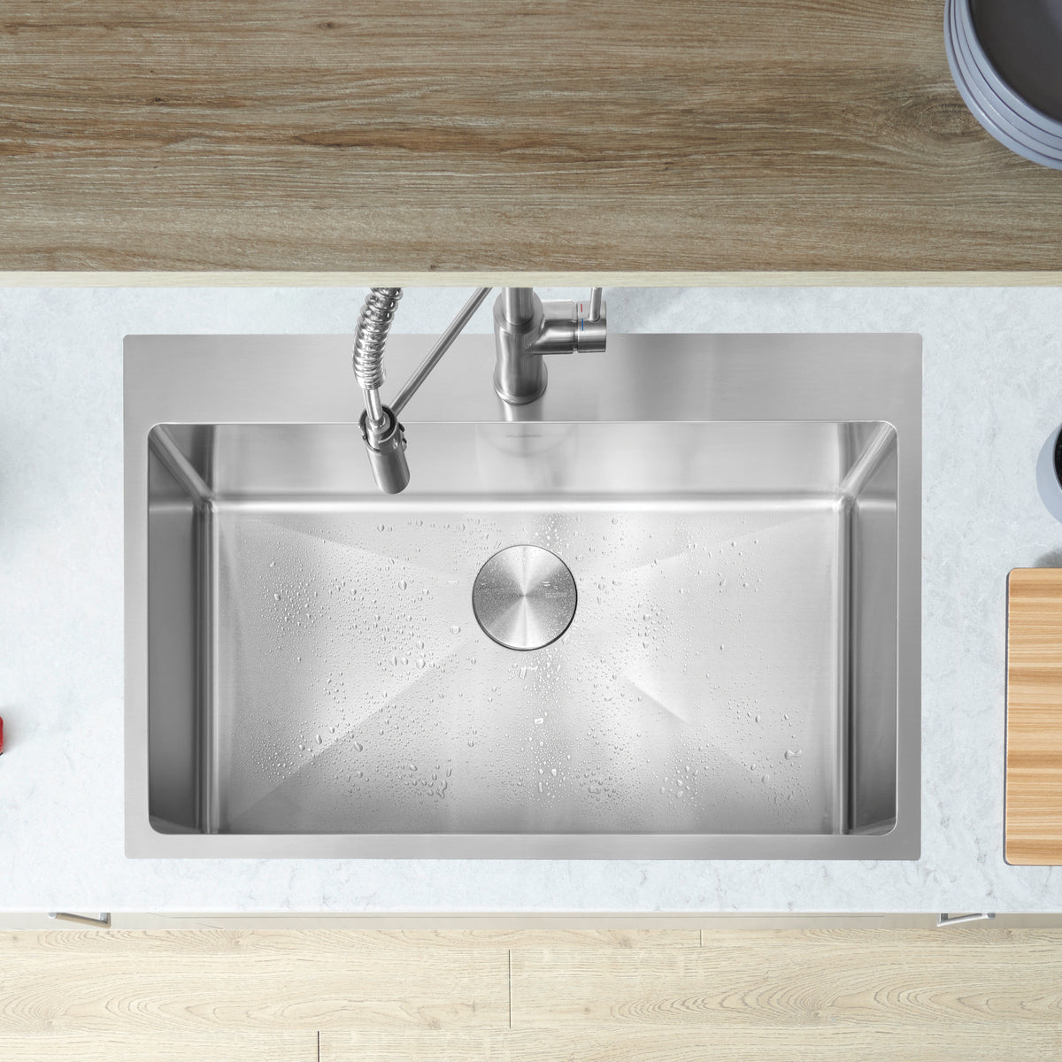 Blanco - 402612 - Quatrus R15 31" Single Bowl Dual Mount Stainless Steel Kitchen Sink - Satin Polish - Beauty Shot 2