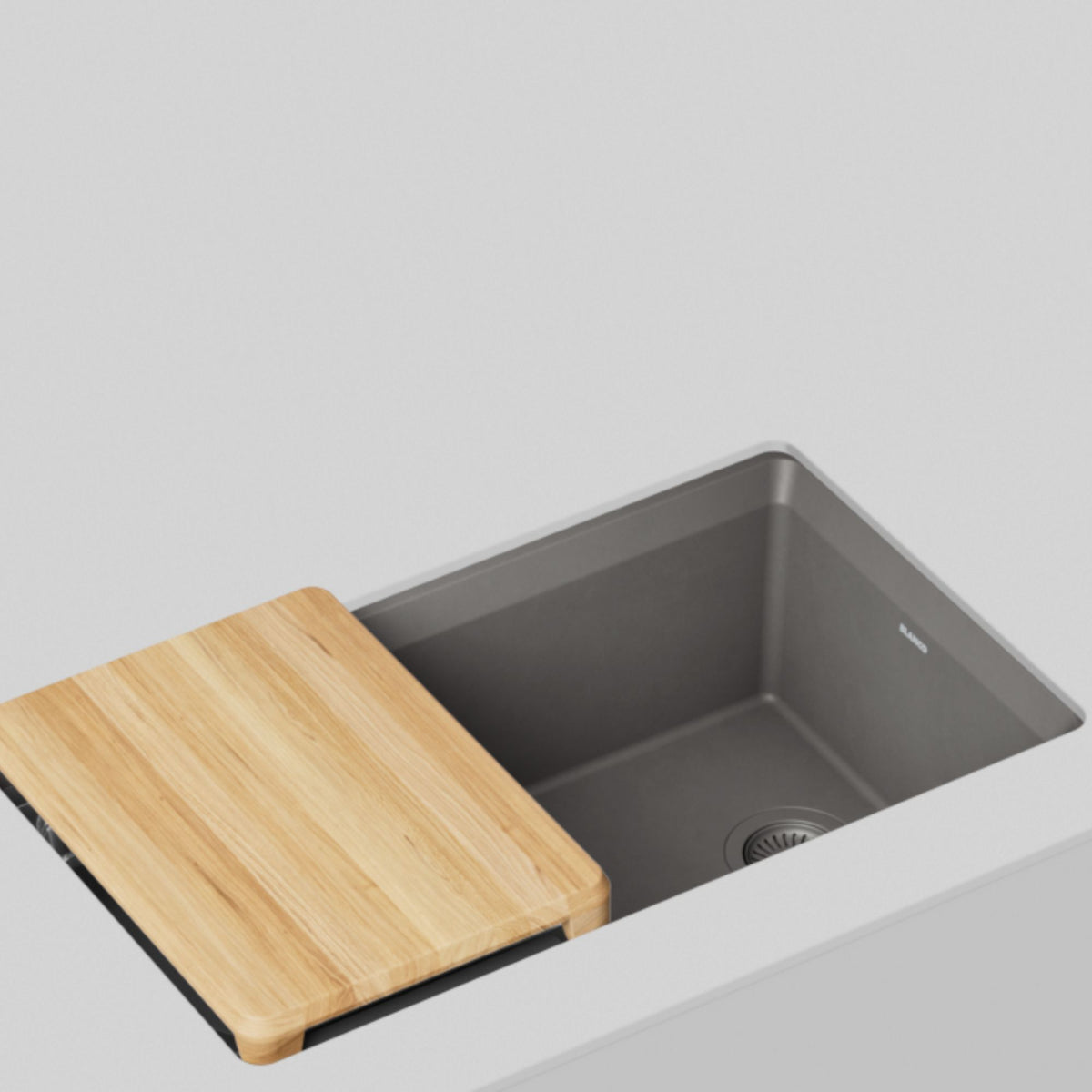 Blanco - 403890 - Inteos SILGRANIT 33" Single Bowl Reversible Undermount Workstation Kitchen Sink - Volcano Gray - Beauty Shot 4