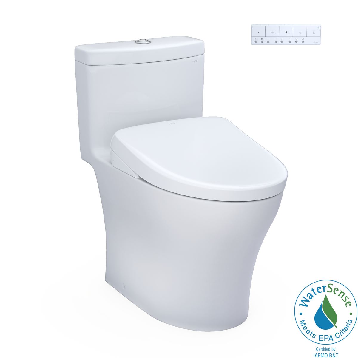 TOTO WASHLET+ Aquia IV One-Piece Elongated Dual Flush 1.28 and 0.9 GPF Toilet with S7A Contemporary Electric Bidet Seat, Cotton White - MW6464736CEMFGN#01