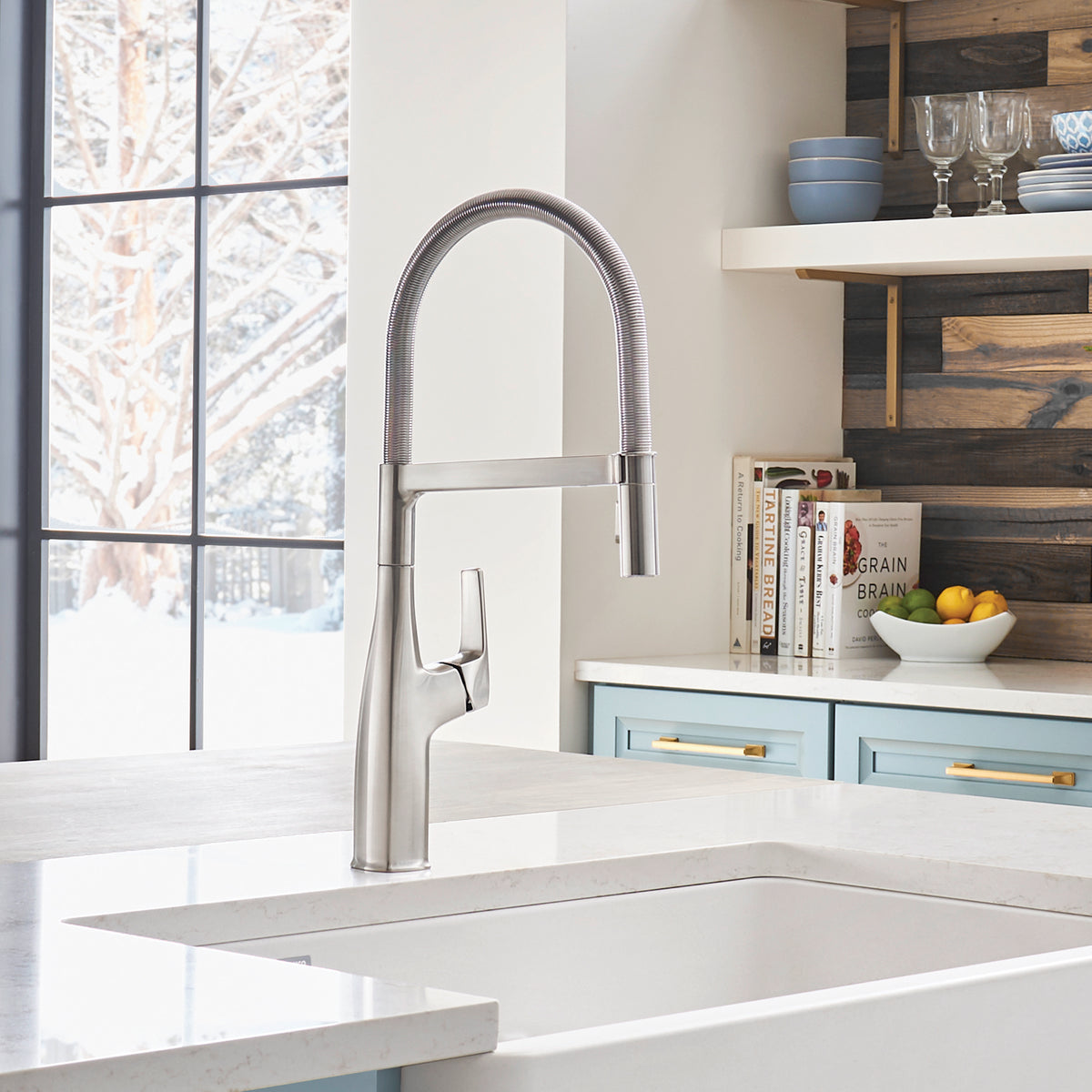 Blanco - 442676 - Rivana Semi-Pro Pull-Down Dual-Spray Kitchen Faucet - PVD Steel - Beauty Shot 3