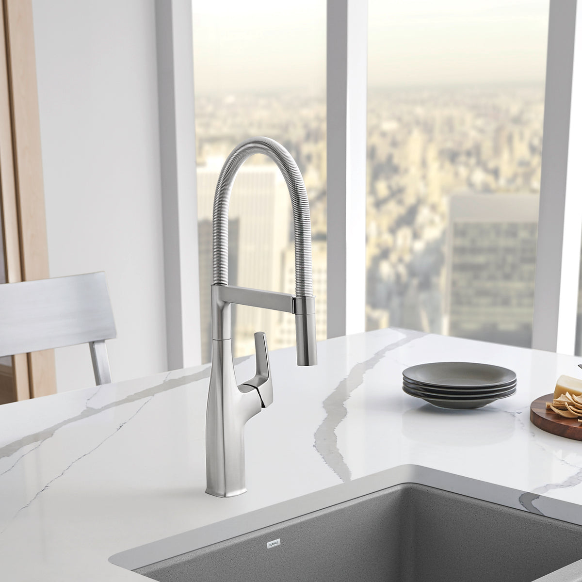 Blanco - 442676 - Rivana Semi-Pro Pull-Down Dual-Spray Kitchen Faucet - PVD Steel - Beauty Shot 7