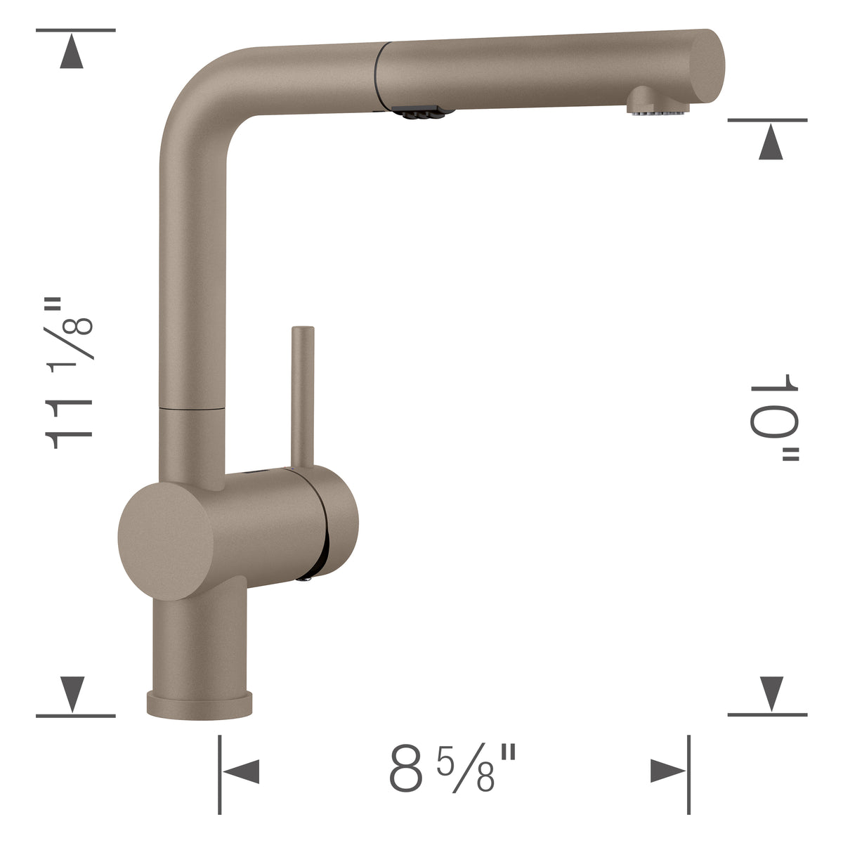 Blanco - 526371 - Linus Low Arc Pull-Out Dual-Spray Kitchen Faucet - Truffle - Dimension Shot