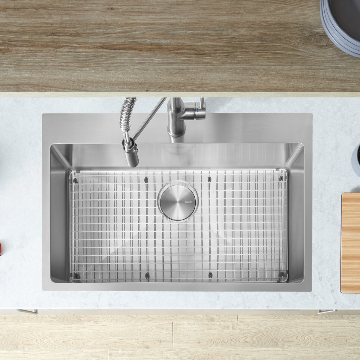 Blanco - 402612 - Quatrus R15 31" Single Bowl Dual Mount Stainless Steel Kitchen Sink - Satin Polish - Beauty Shot 4