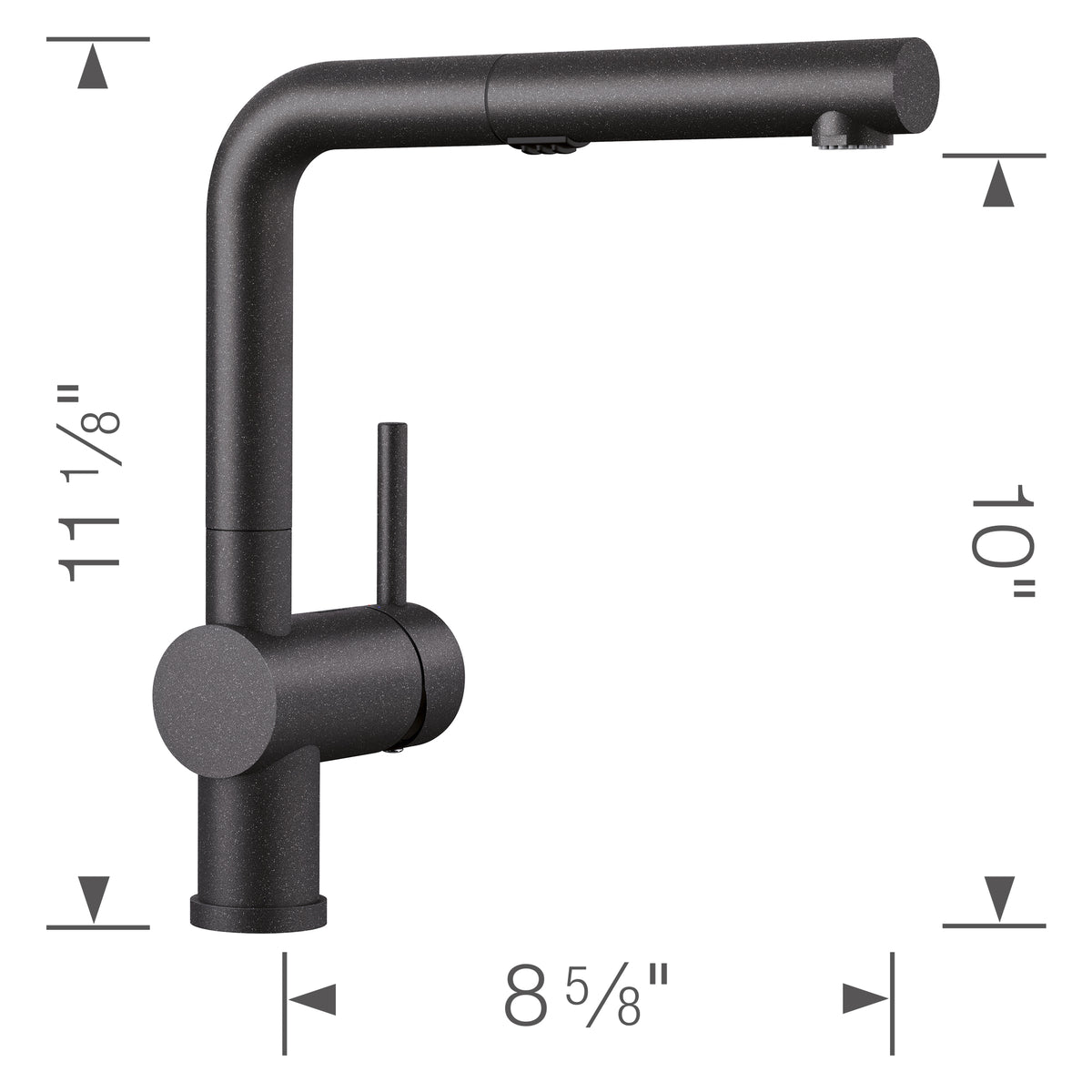 Blanco - 526367 - Linus Low Arc Pull-Out Dual-Spray Kitchen Faucet - Anthracite - Dimension Shot