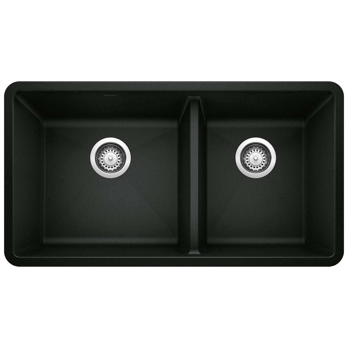 Blanco - 402652 - Precis SILGRANIT 33" 60/40 Double Bowl Undermount Kitchen Sink - Coal Black