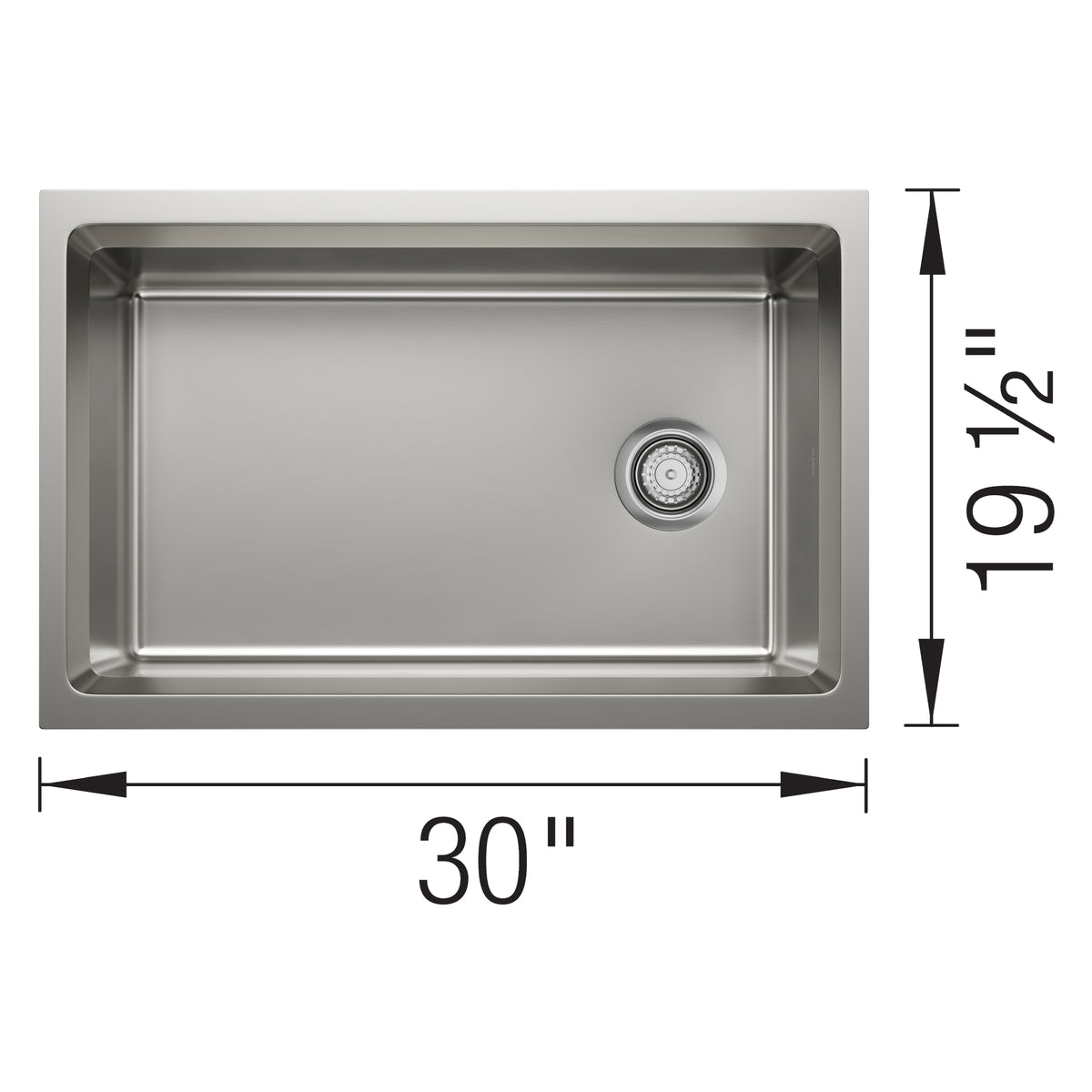 Blanco - 403872 - Inteos 30" Single Bowl Reversible Undermount Stainless Steel Workstation Kitchen Sink - Satin Polish - Dimension Shot