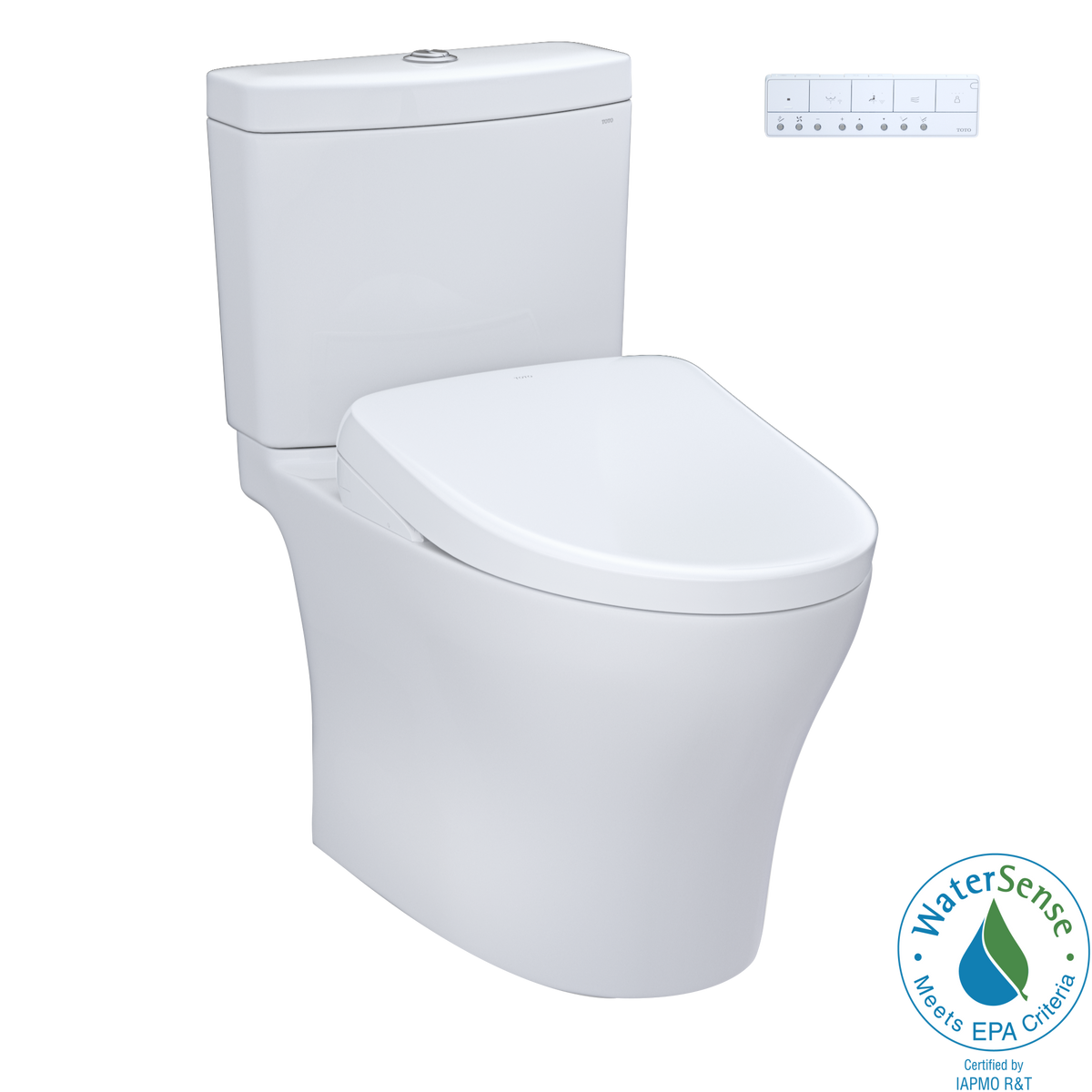 TOTO WASHLET+ Aquia IV Two-Piece Elongated Dual Flush 1.28 and 0.9 GPF Toilet with S7A Contemporary Bidet Seat, Cotton White - MW4464736CEMFGN#01