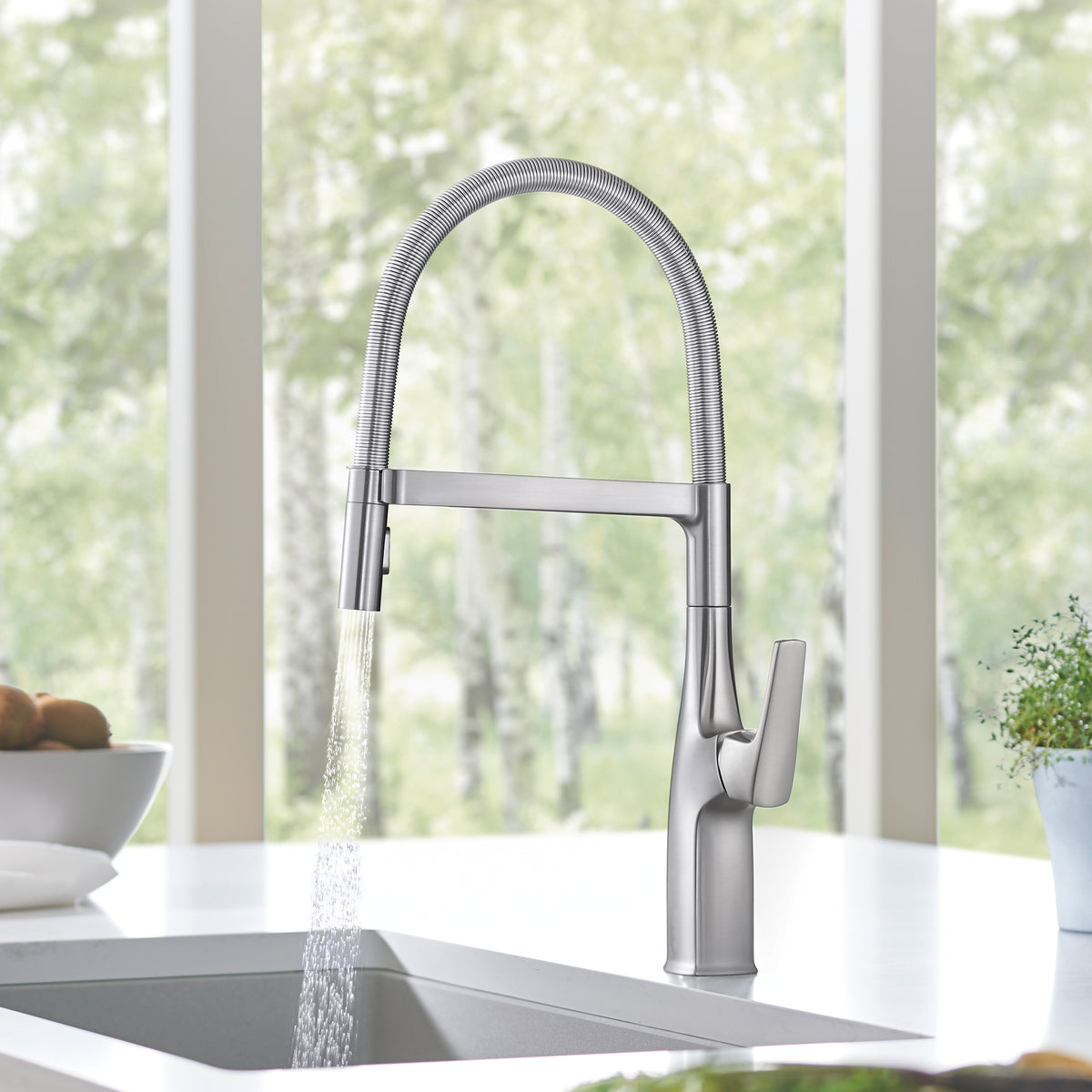 Blanco - 442676 - Rivana Semi-Pro Pull-Down Dual-Spray Kitchen Faucet - PVD Steel - Beauty Shot 2