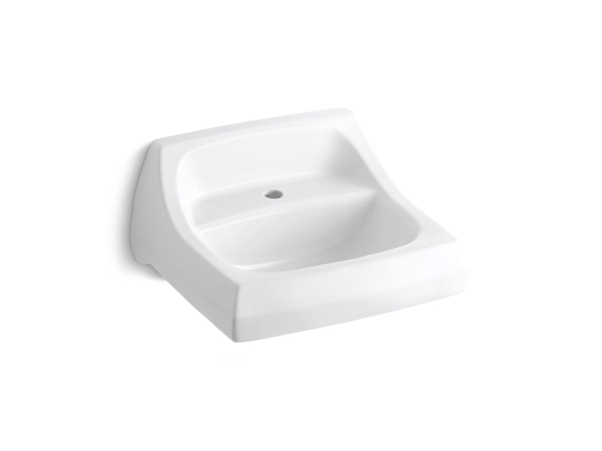Kohler 2007-0 Kingston 21-1/4" x 18-1/8" wall-mount/concealed arm carrier arm bathroom sink with single faucet hole