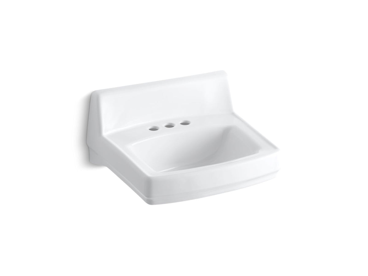 Kohler 2032-0 Greenwich 20-3/4" x 18-1/4" wall-mount/concealed arm carrier bathroom sink with 4" centerset faucet holes