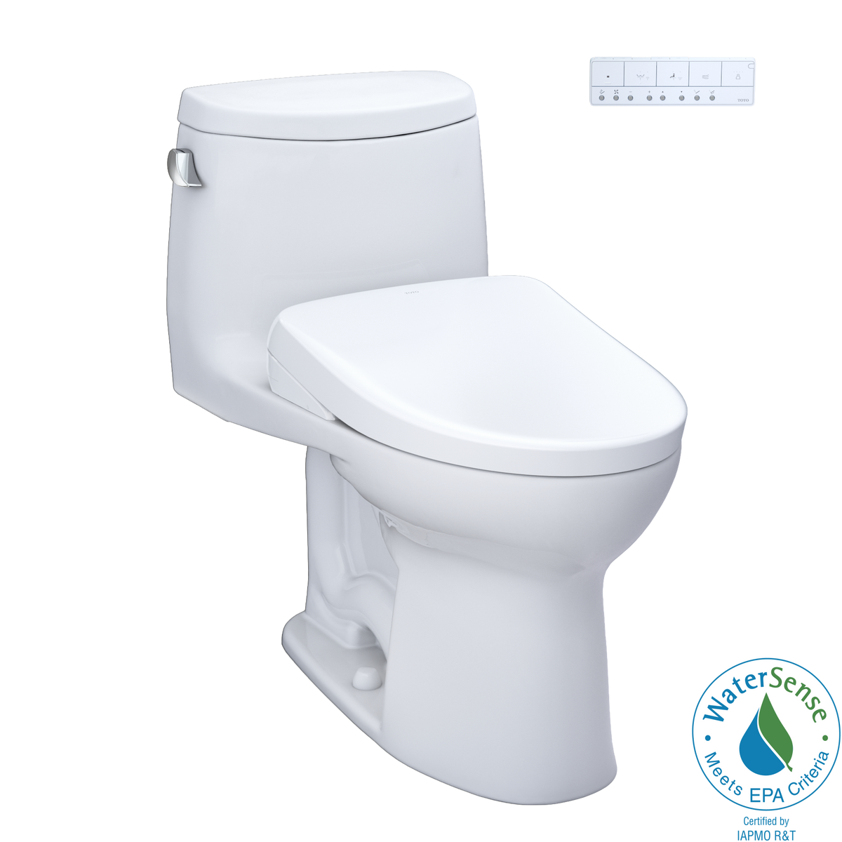 TOTO WASHLET+ UltraMax II One-Piece Elongated 1.28 GPF Toilet and WASHLET+ S7 Contemporary Bidet Seat, Cotton White - MW6044726CEFG#01