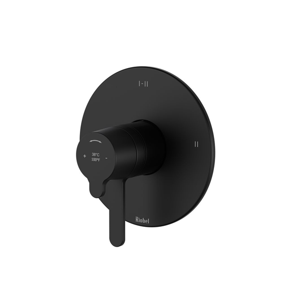 Riobel Nibi TNB23BK Valve Trim 1/2" T&P W/2-Lever Black