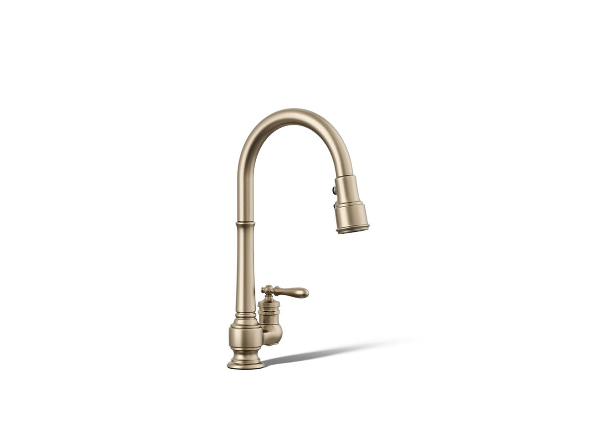 Kohler 99260-BV Artifacts Pull-down kitchen sink faucet with three-function sprayhead