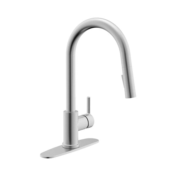 CraftX Jovi CXJV137D-BN pull-down kitchen faucet with deck plate in Brushed Nickel