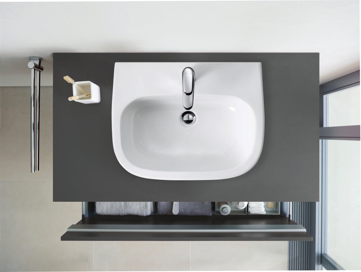 Duravit 0337540000 - D-Code 21 1/2" Rectangular Drop In Sink in White with Single Faucet Hole and Overflow