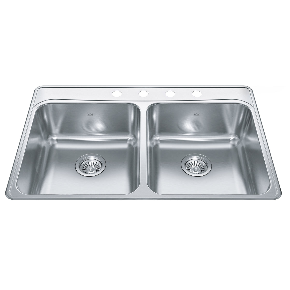 Franke Kindred FCDLA3322-8-4CB - Creemore 33-in LR x 22-in FB Drop In Double Bowl 4-Hole Stainless Steel Kitchen Sink