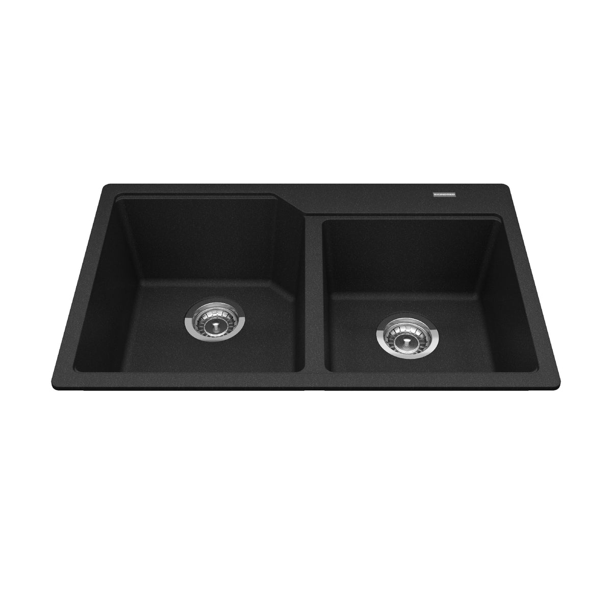 Franke Kindred MGCM2031 - Granite Series 30.69-in LR x 19.69-in FB Drop In Double Bowl Granite Kitchen Sink - Onyx