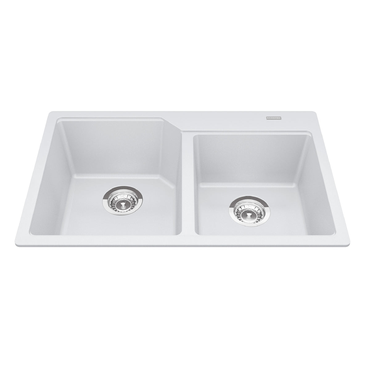 Franke Kindred MGCM2031 - Granite Series 30.69-in LR x 19.69-in FB Drop In Double Bowl Granite Kitchen Sink - Polar White