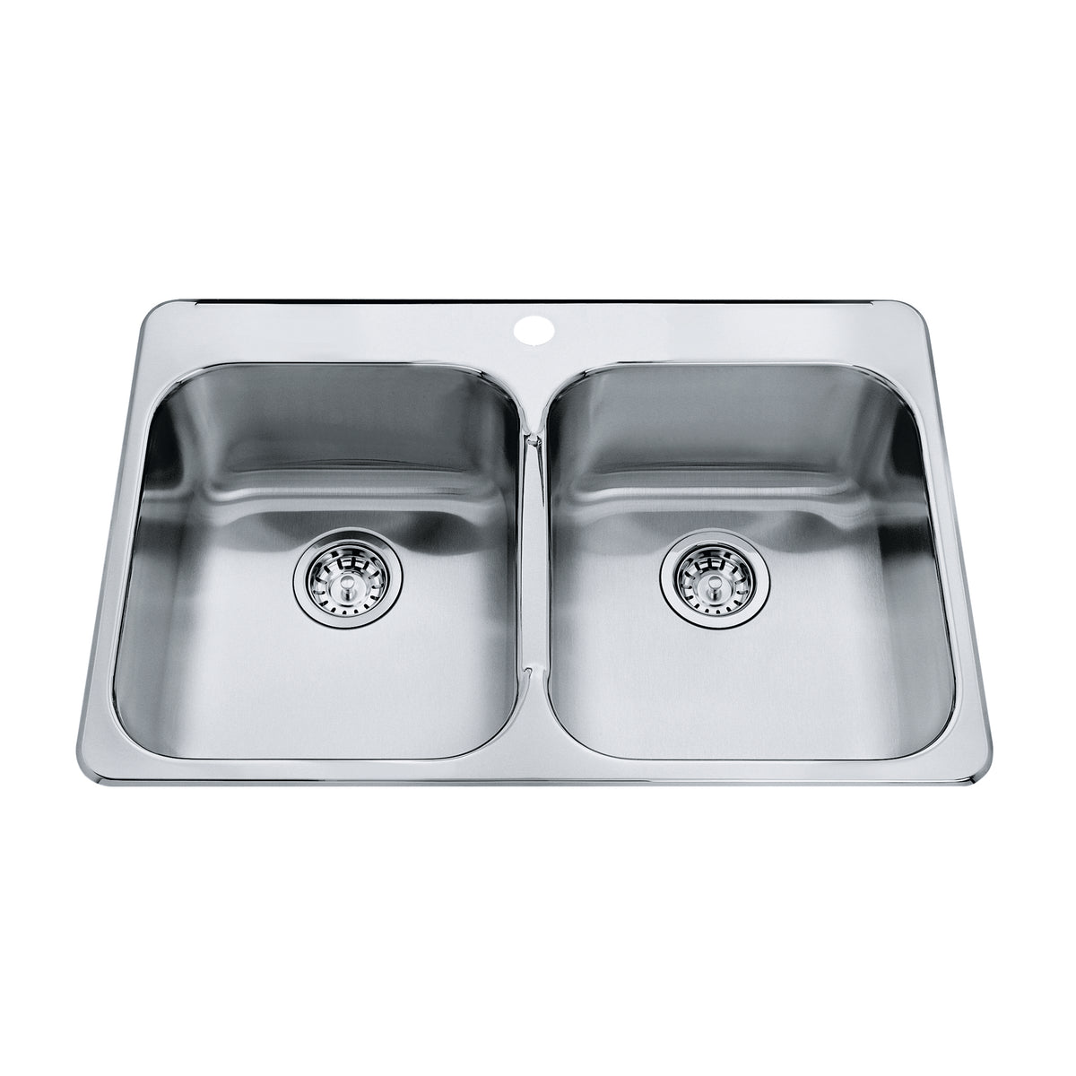 Franke Kindred QDL2031-7 - Steel Queen 31.25-in LR x 20.5-in FB Drop In Double Bowl Stainless Steel Kitchen Sink - 1 Hole