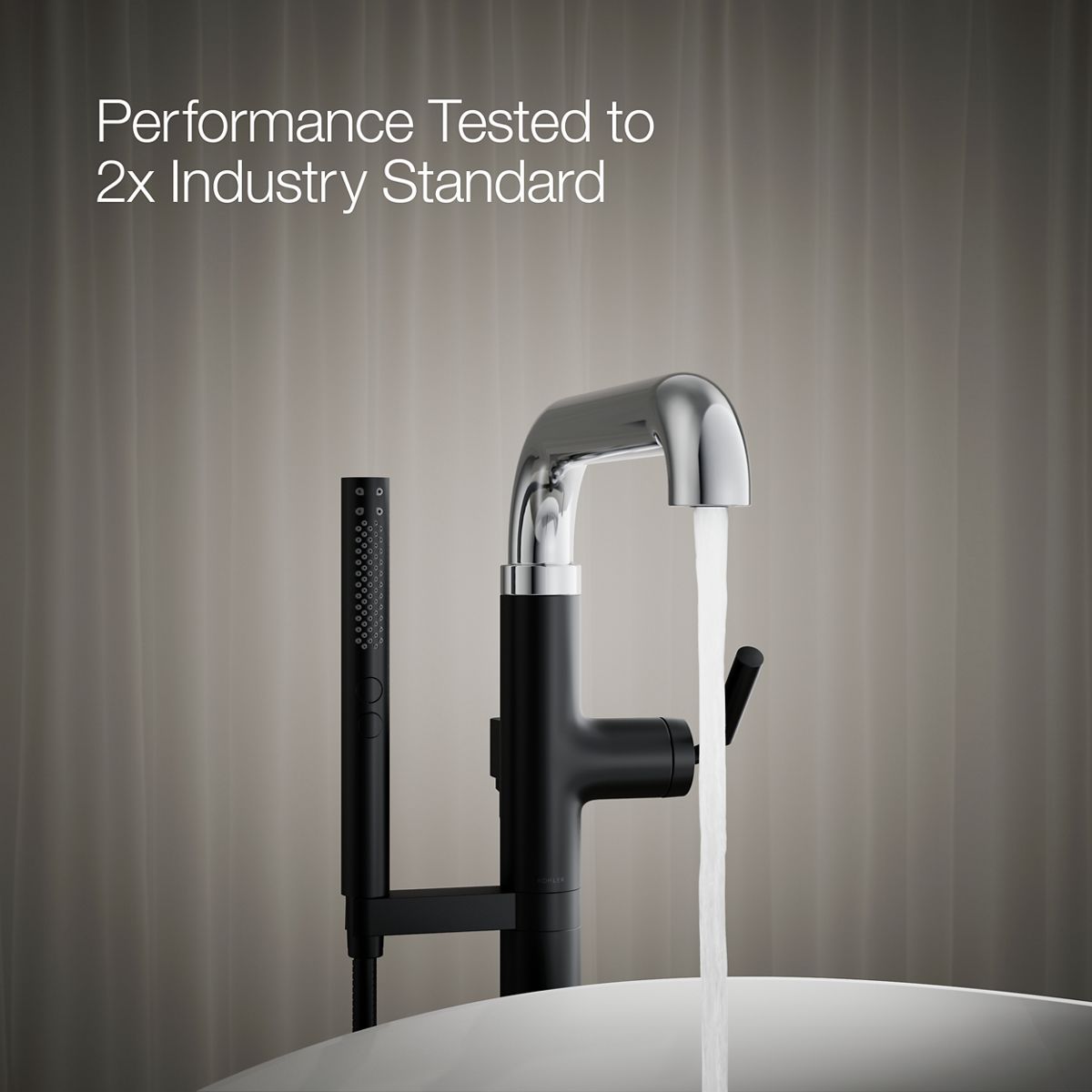 Tone Floor-mount bath filler trim with handshower