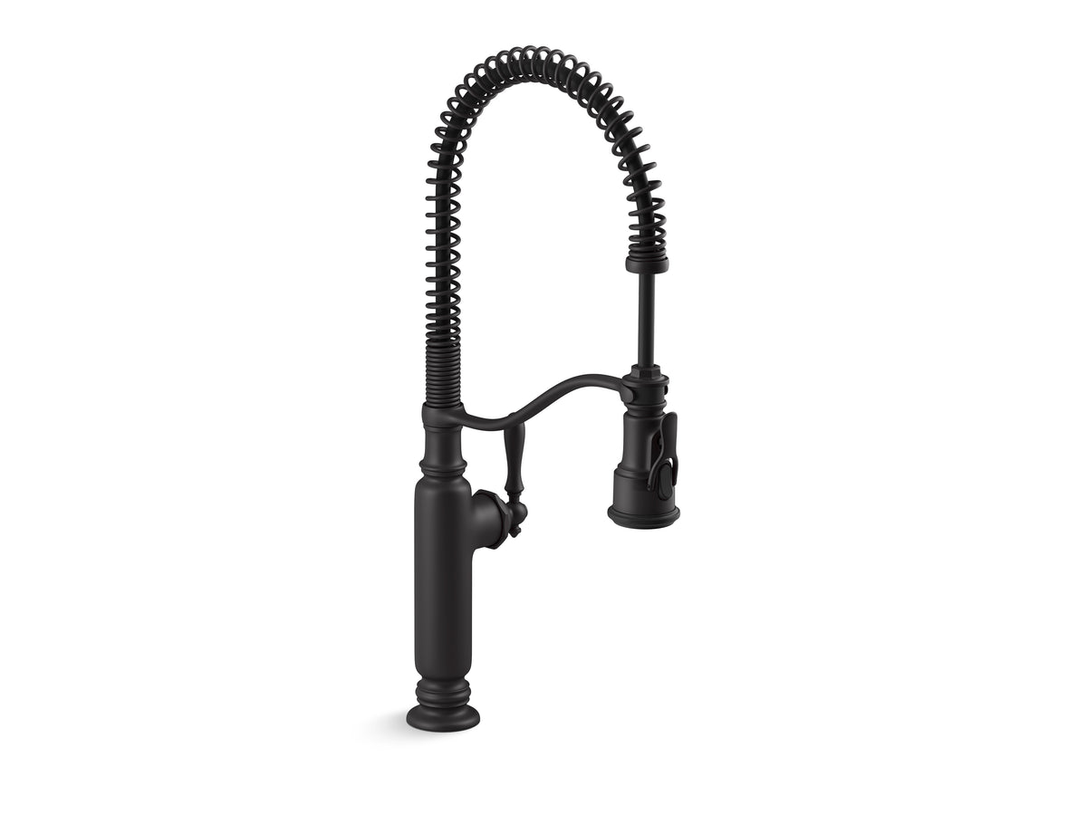 Tournant Semi-professional kitchen sink faucet with three-function sprayhead