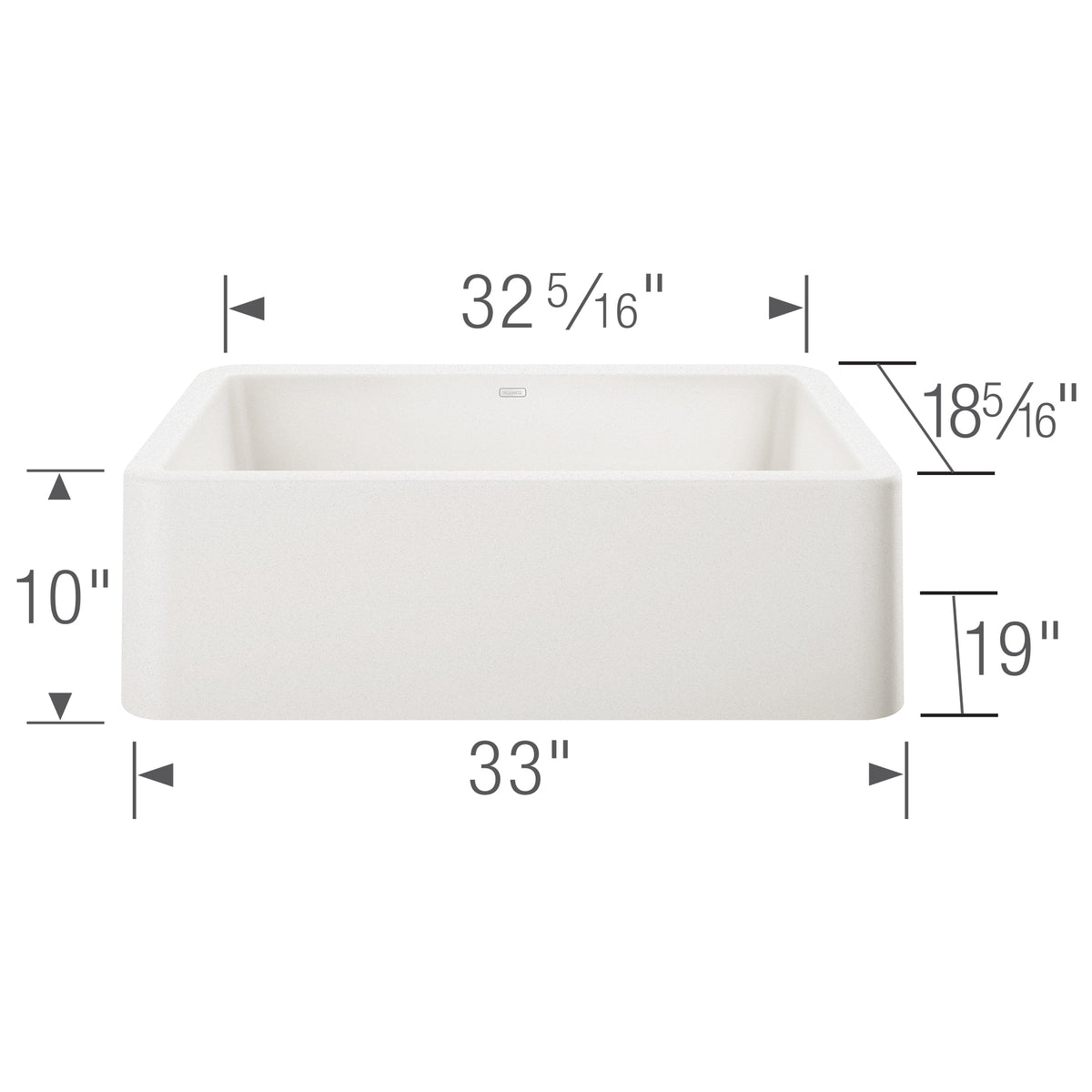 Blanco - 401876 - Ikon SILGRANIT 33" Single Bowl Apron-Front Farmhouse Sink - White - Dimension Shot