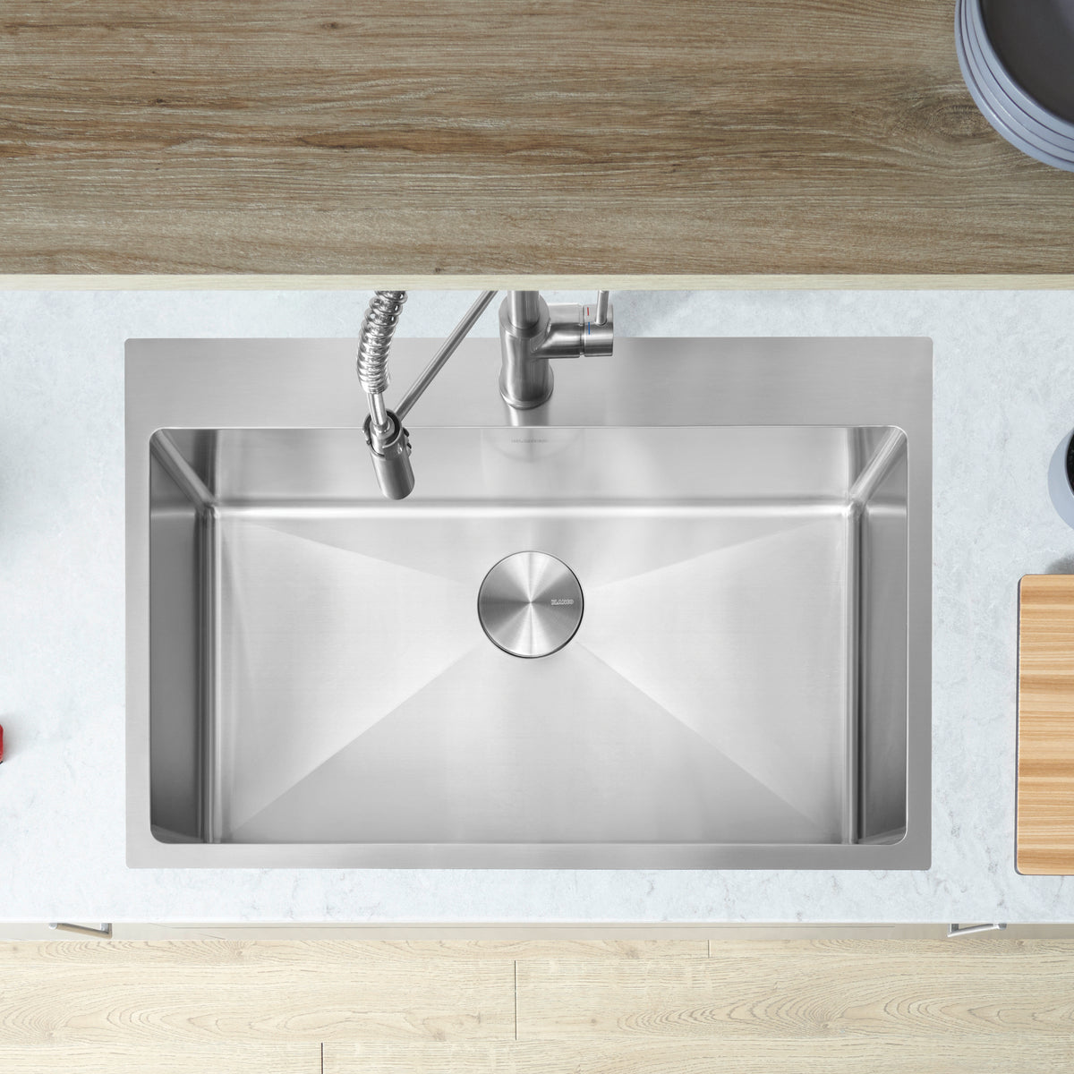 Blanco - 402612 - Quatrus R15 31" Single Bowl Dual Mount Stainless Steel Kitchen Sink - Satin Polish - Beauty Shot 3