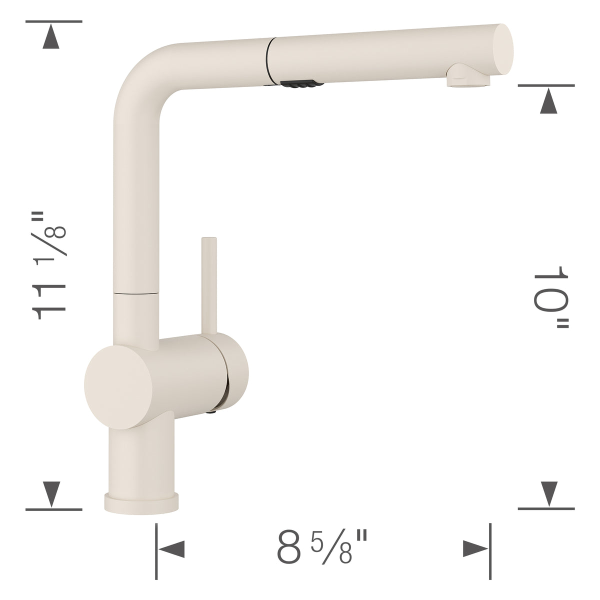 Blanco - 526963 - Linus Low Arc Pull-Out Dual-Spray Kitchen Faucet - Soft White - Dimension Shot