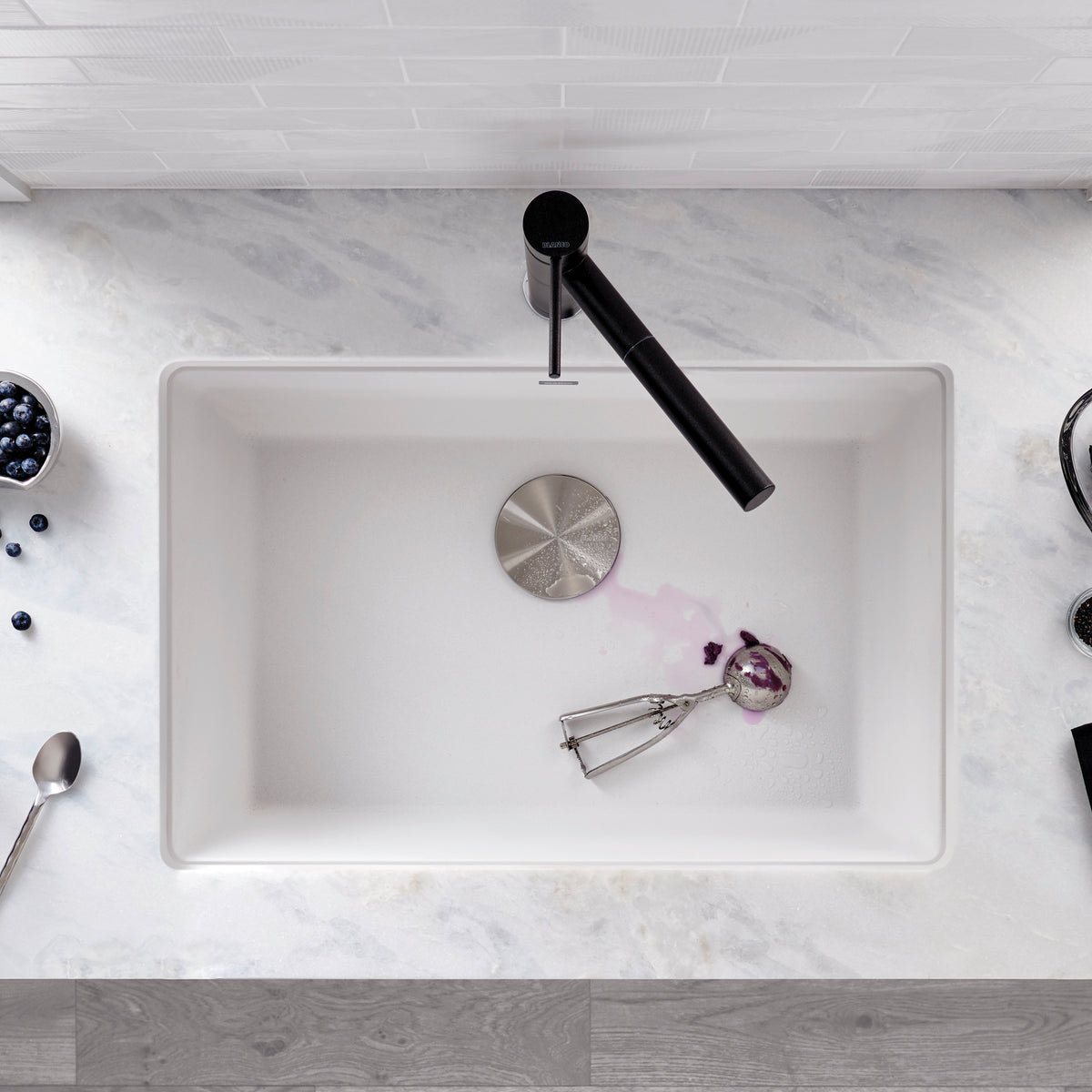 Blanco - 401894 - Precis SILGRANIT 27" Single Bowl Undermount Kitchen Sink - White - Beauty Shot 2