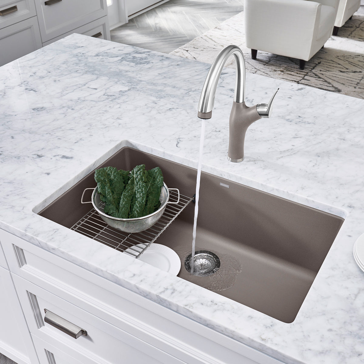 Blanco - 401143 - Precis SILGRANIT 32" Super Single Undermount Kitchen Sink - Truffle - Beauty Shot 2